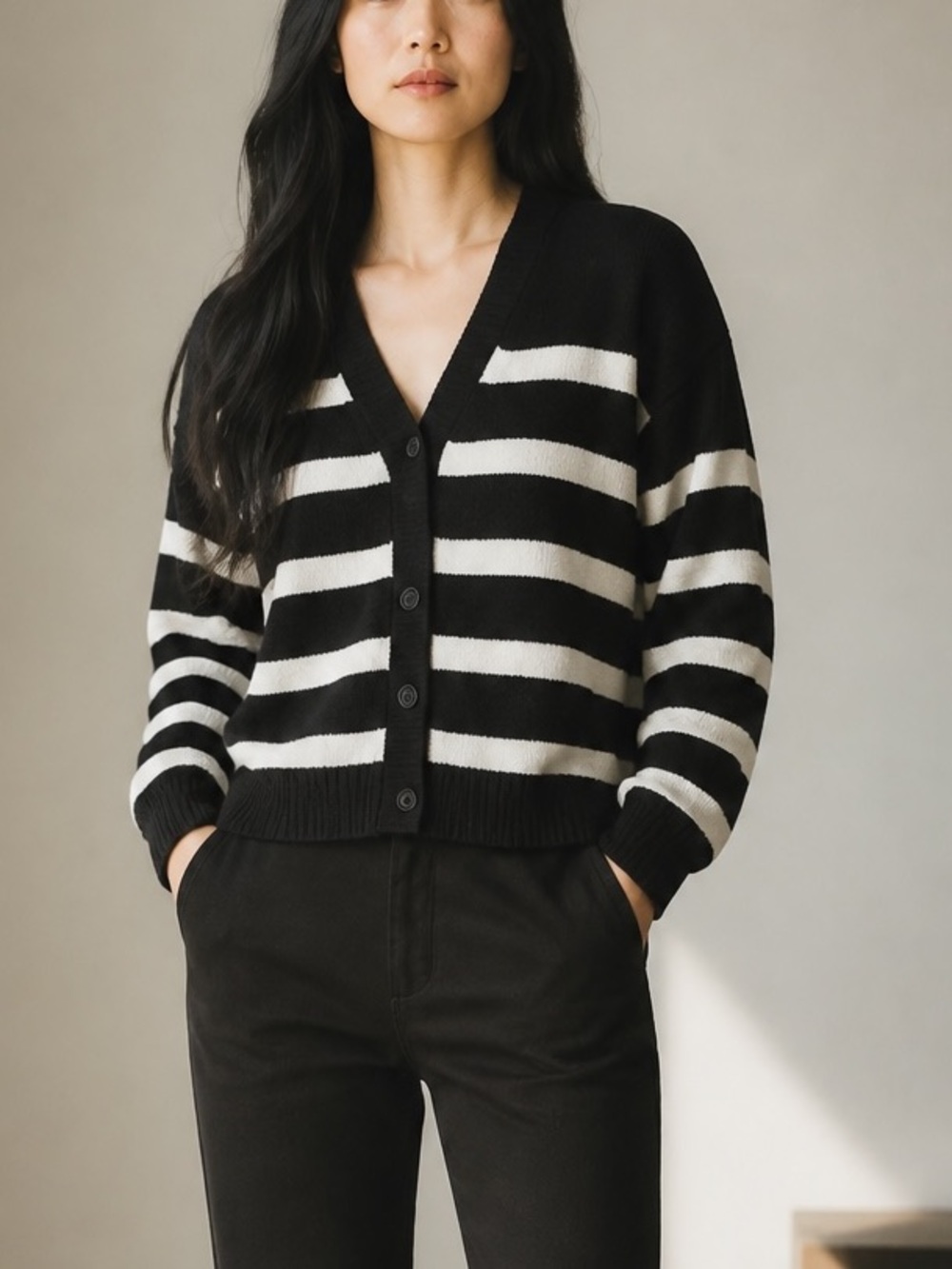 H&M Striped Black and White Women's Sweater